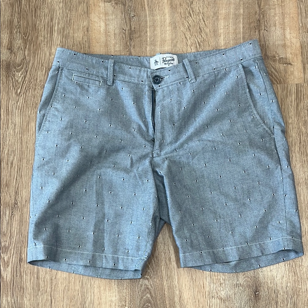 Original Penguin Blue Gray Flat Front Shorts